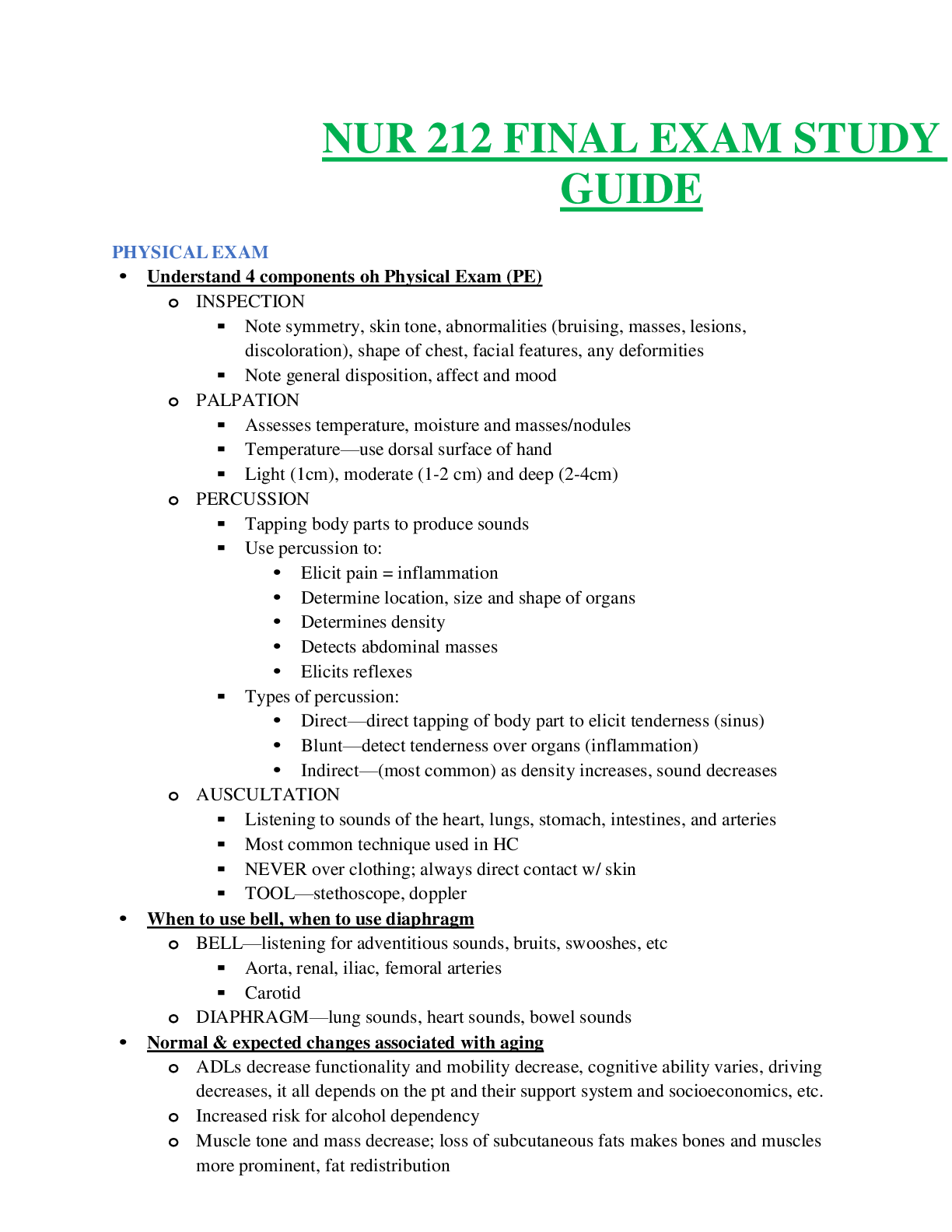 Preview image for NUR 212 FINAL STUDY GUIDE PYHSICAL EXAM (2022-2023) SERIES WITH 100% VERIFIED ANSWERS